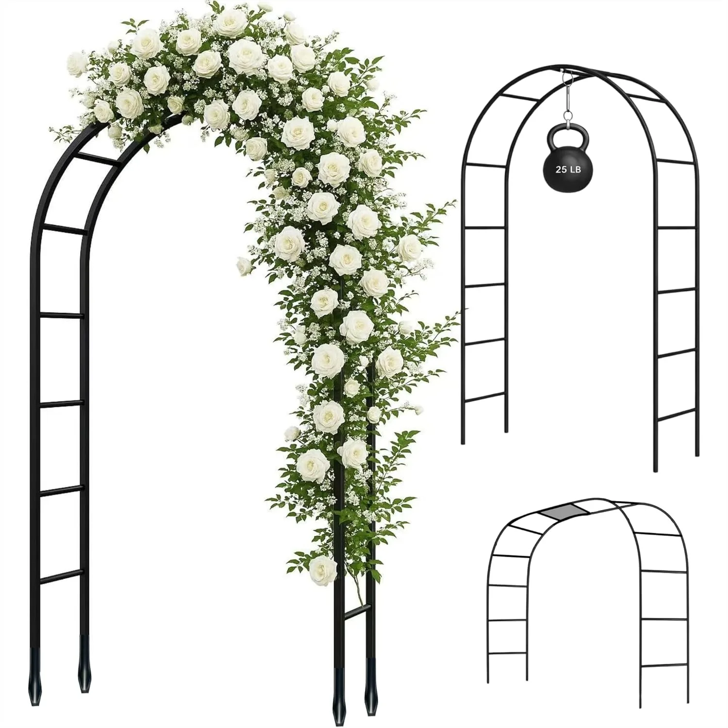 

Heavy-Duty Garden Arch, 7.3ft Metal Trellis with Thickened Steel Tubes for Climbing Plants, Rustproof Outdoor Arbor for Wedding