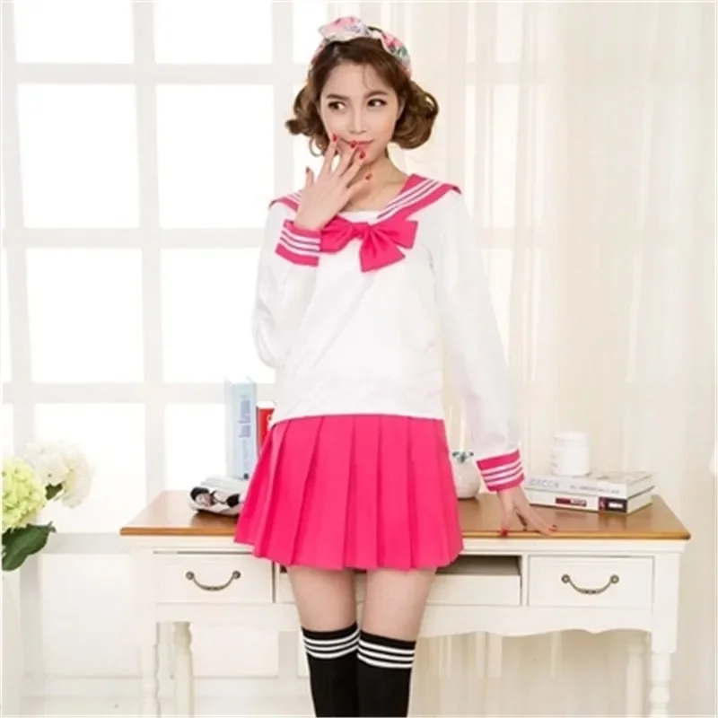 High quality sailor suit students school uniform for teens preppy style cos JK fashion Japanese Seifuku bow skirt shirt