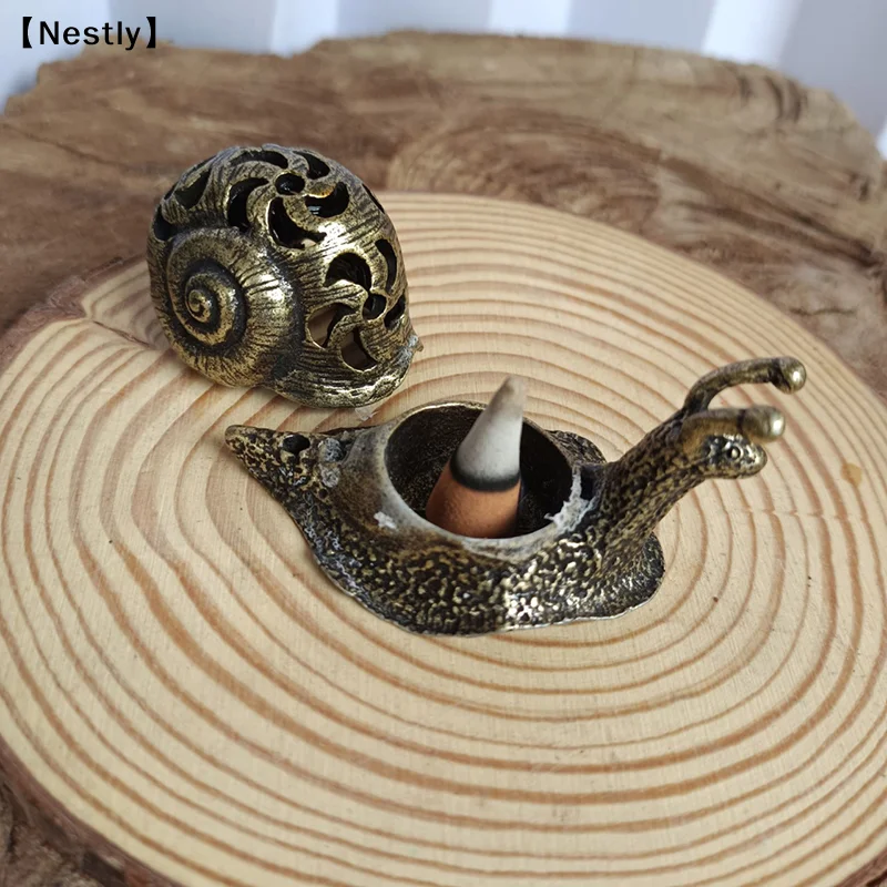 1Pcs Censer Snail Censer Antique Brass Tabletop Tea Pet Home Decoration Tea Pet Home Decoration〔Nest〕
