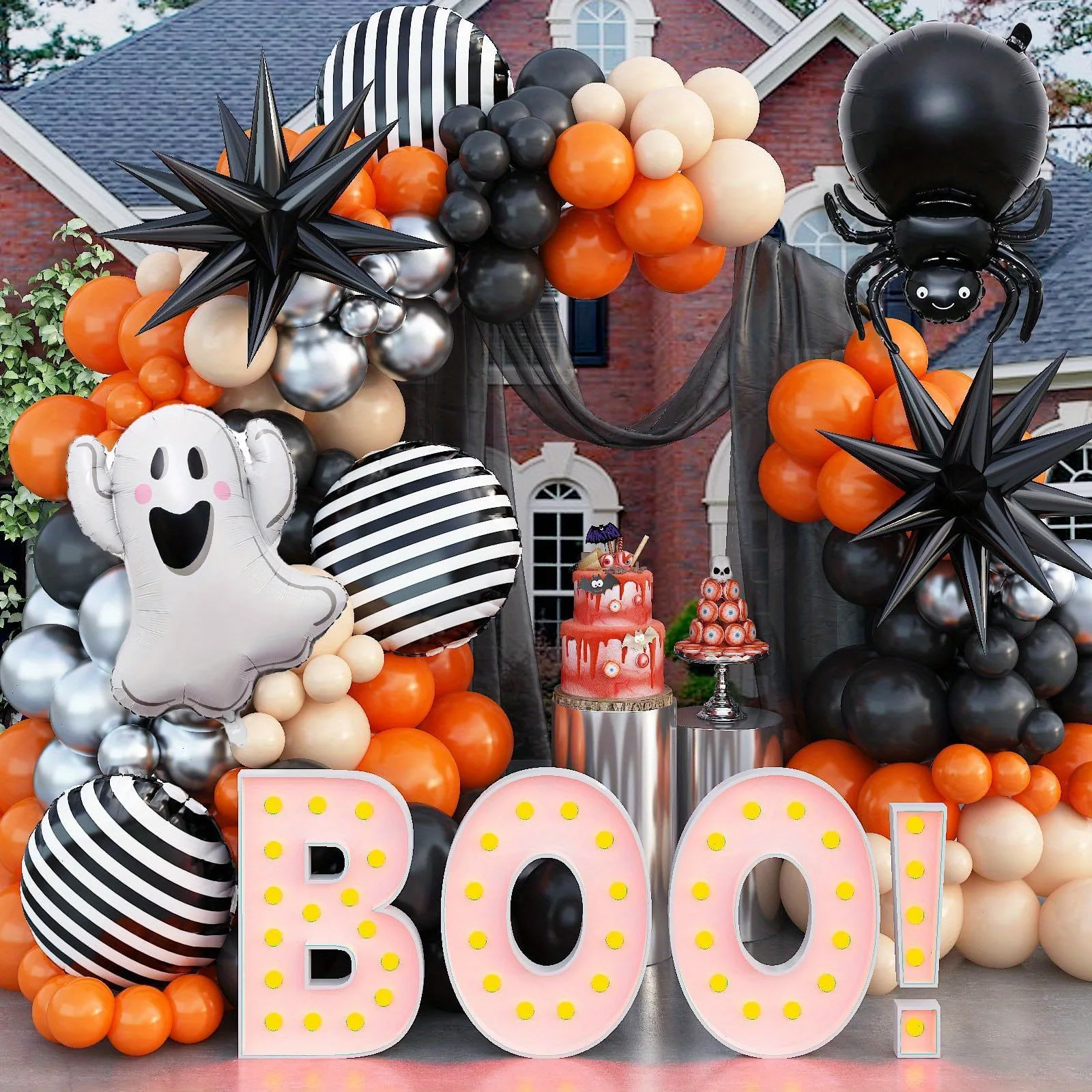 89-teiliges Urlaubsballon-Halloween-Ballon, schwarze Spinne, Geburtstagsdekoration, Szene-Arrangement, Bogen-Ballon-Set