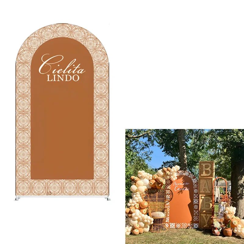 

Mehofond Mexican First Fiesta Arch Backdrop Covers Wedding Decor Brown Cielito Lindo Baptism Baby Shower Birthday Party Props