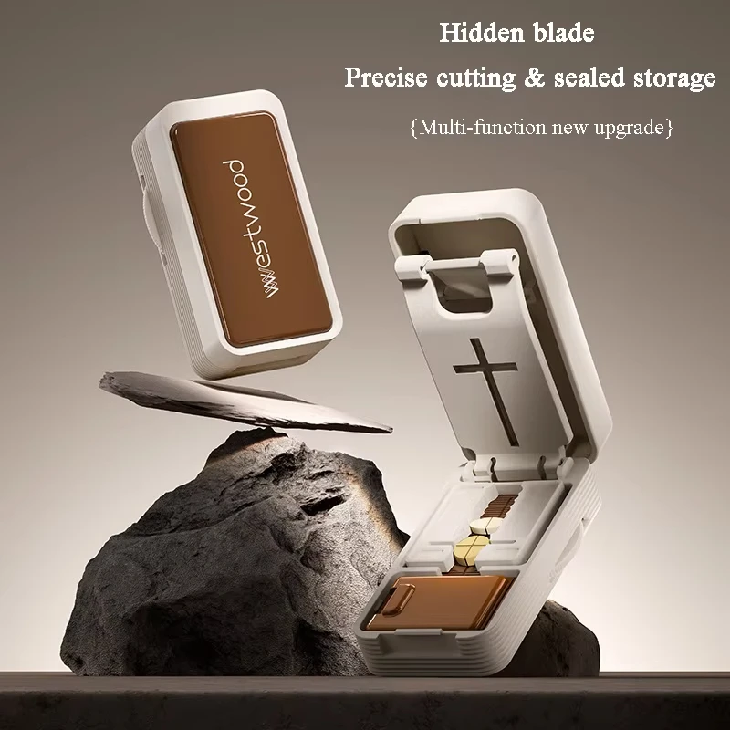 UNTIOR Pill Cutter Portable Precise Cutting Into Half / Quarter with Sealed Storage Organizer Medicine Tablet Splitting Splitte