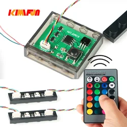 Lámpara de bloques de construcción con Control remoto USB, luz de diseño MOC para habitación, 1x4 USB, RGB, bricolaje