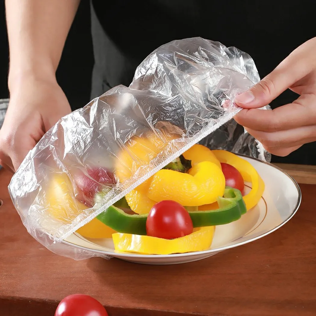 100Pcs Dustproof Disposable Bowl Cover Food Fresh Keeping Vacuum Sealed Bags Anti-flavor Heat Preservation Plate Bowl Cover