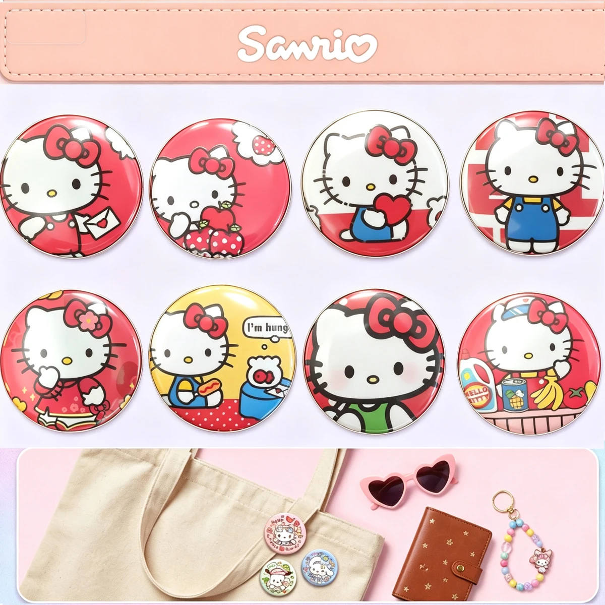 Hello Kitty Decorative Badge Set, Official License Cartoon Brooch Pin for Backpack Bag Clothing Accessories