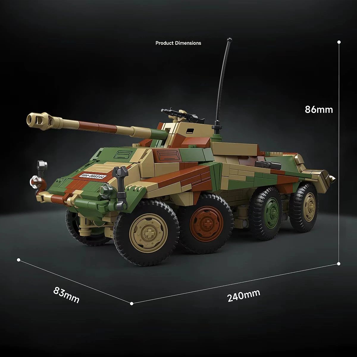 Sd.Kfz.234/4 Armored Scout Car Building Blocks 835PCS Military Vehicle Collectible Desktop Hobby Toy Gift For Adults 100323