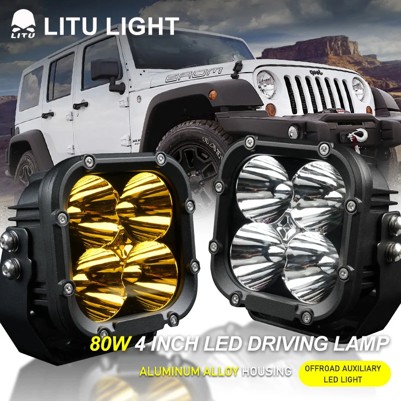 Led Spotlight For Offroad 4 Inch High Bright 4x4 Led Driving Lamp 80W for Tractor Truck Motorcycle Boat SUV UTV ATV12V 24V