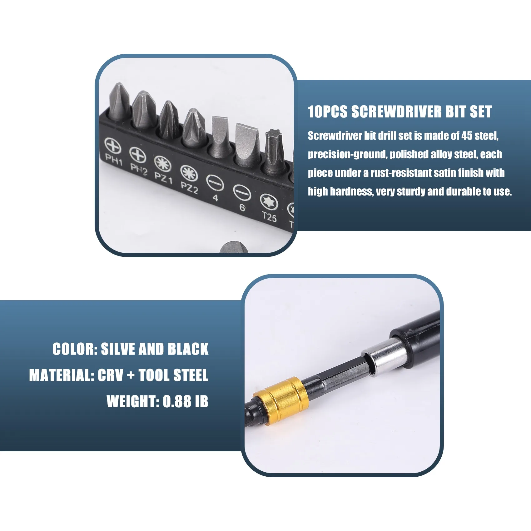 AT16 ยืดหยุ่น เจาะ Extension Hex Shank เจาะ Nut Driver ชุด Bit, 3 ชิ้น Universal ซ็อกเก็ตอะแดปเตอร์ชุด, ไขควงชุด Bit