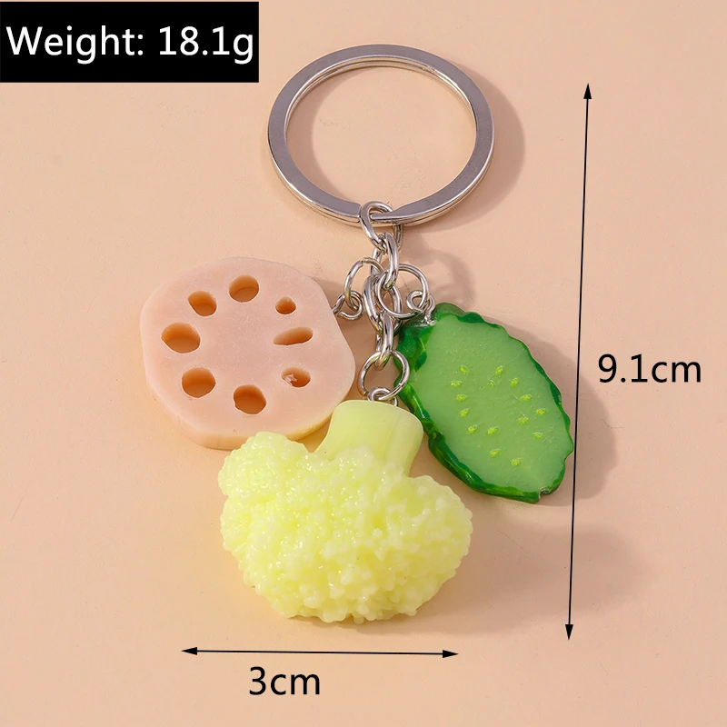 Cute Resin Simulated Vegetable Keychain Fruit Food Key Ring Pendant for Women Girls Handbag Pendants DIY Handmade Jewelry Gifts