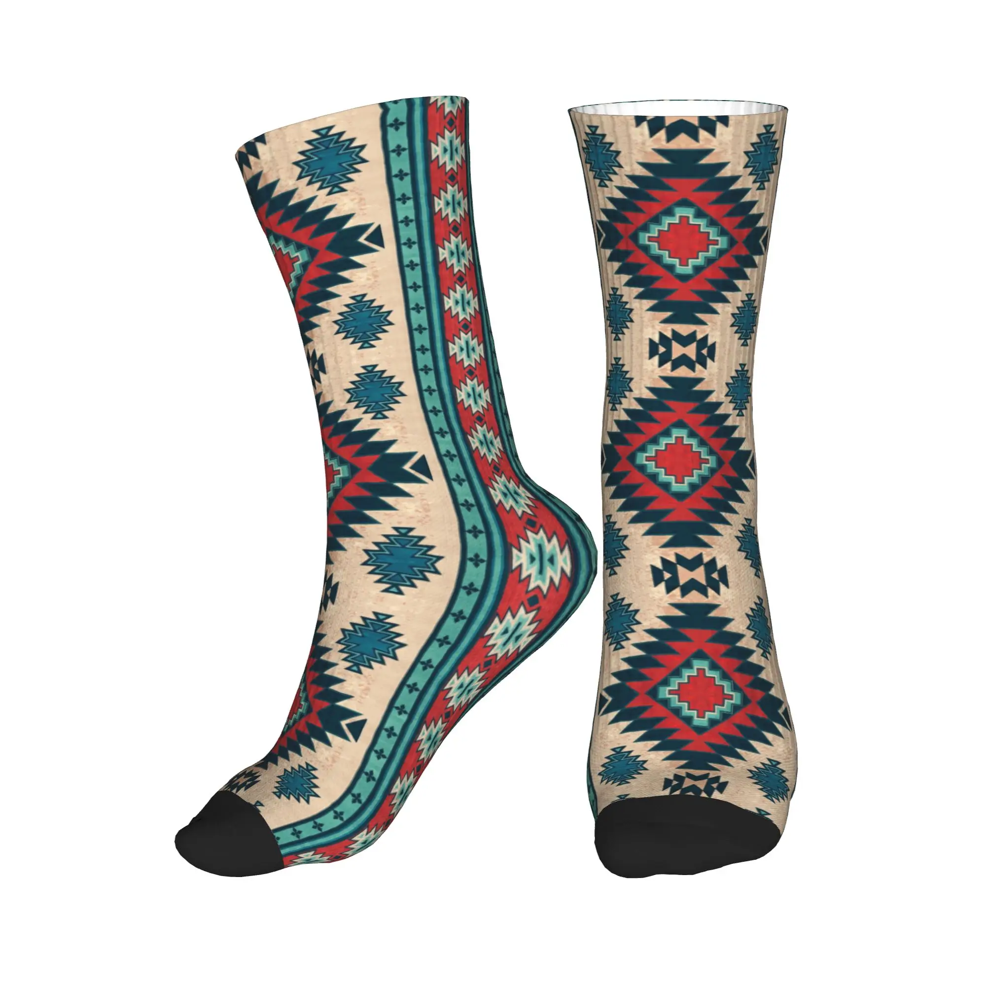 

Cool Men's Native Southwest Navajo Mexican Ethnic Aztec Geometric Print Dress Socks Unisex Comfortable Warm 3D Print Crew Socks
