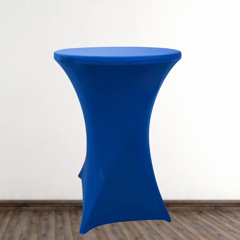 

Cocktail Round Spandex Table Cover Dark Blue Stretch Fitted Four-Way Elastic Outdoor Banquet Tablecloth