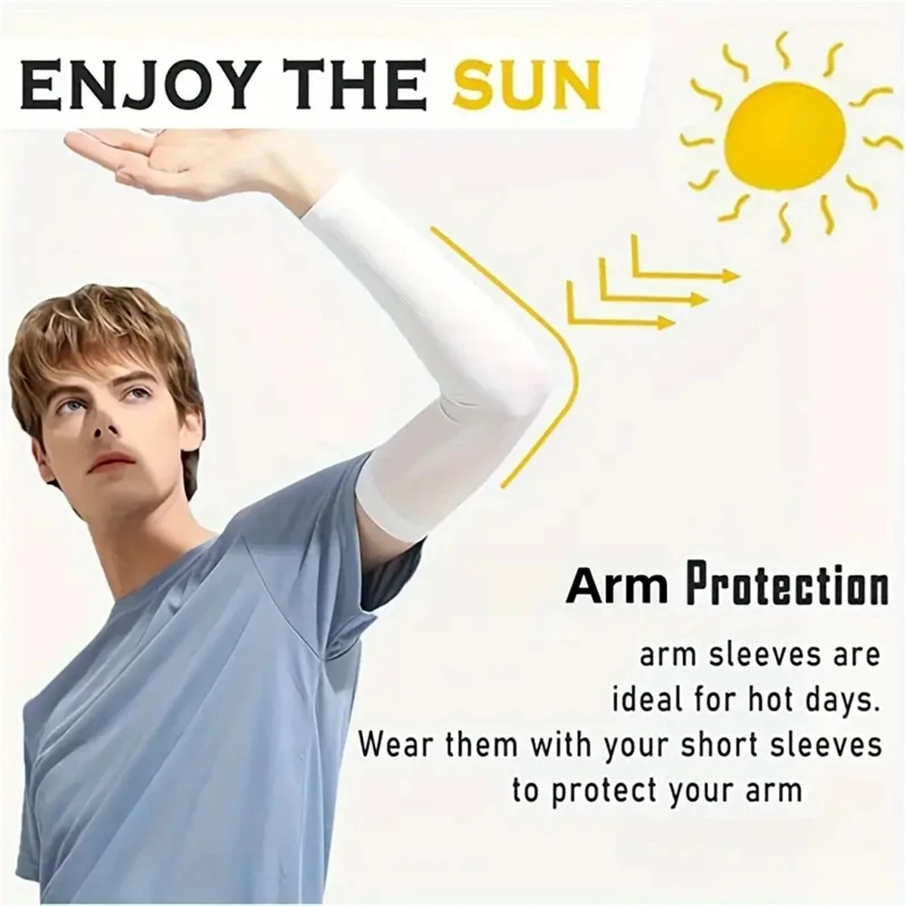 1 Pair Summer Cycling Cooling Ice Silk Arm Cover Arm Sleeves Running Outdoor Sport Sunshade Protection Woman Men Fingerless Glov