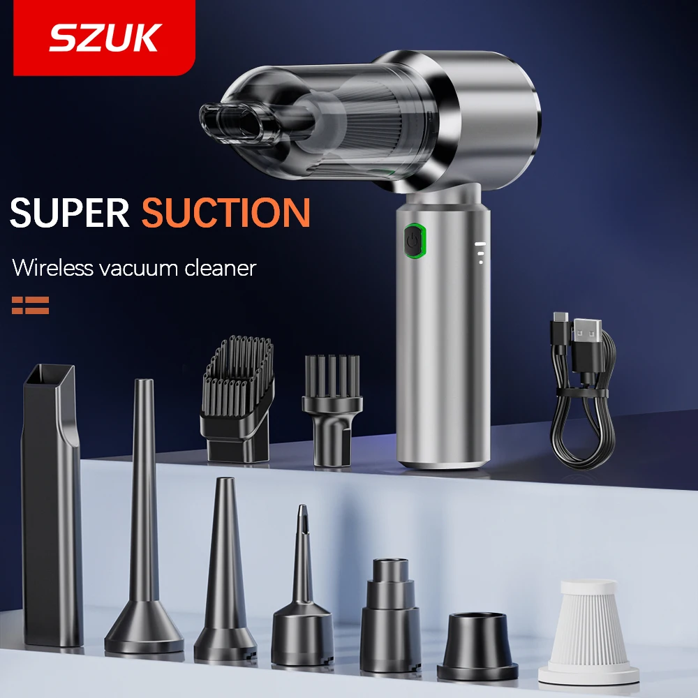 SZUK Mini Car Vacuum Cleaner Handheld Wireless Strong Air Pump Suction And Blow 2-in-1 Portable And For Car Home Office