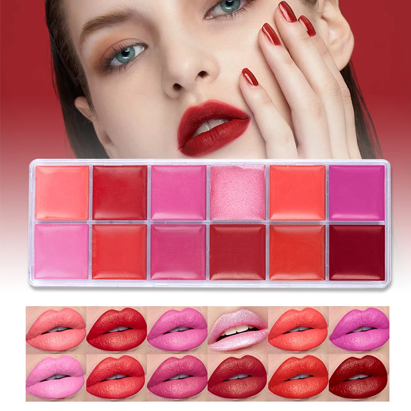 Paleta de brillo labial hidratante de larga duración para mujer, 12 colores, maquillaje cosmético nude para chicas, es el regalo de cumpleaños perfecto