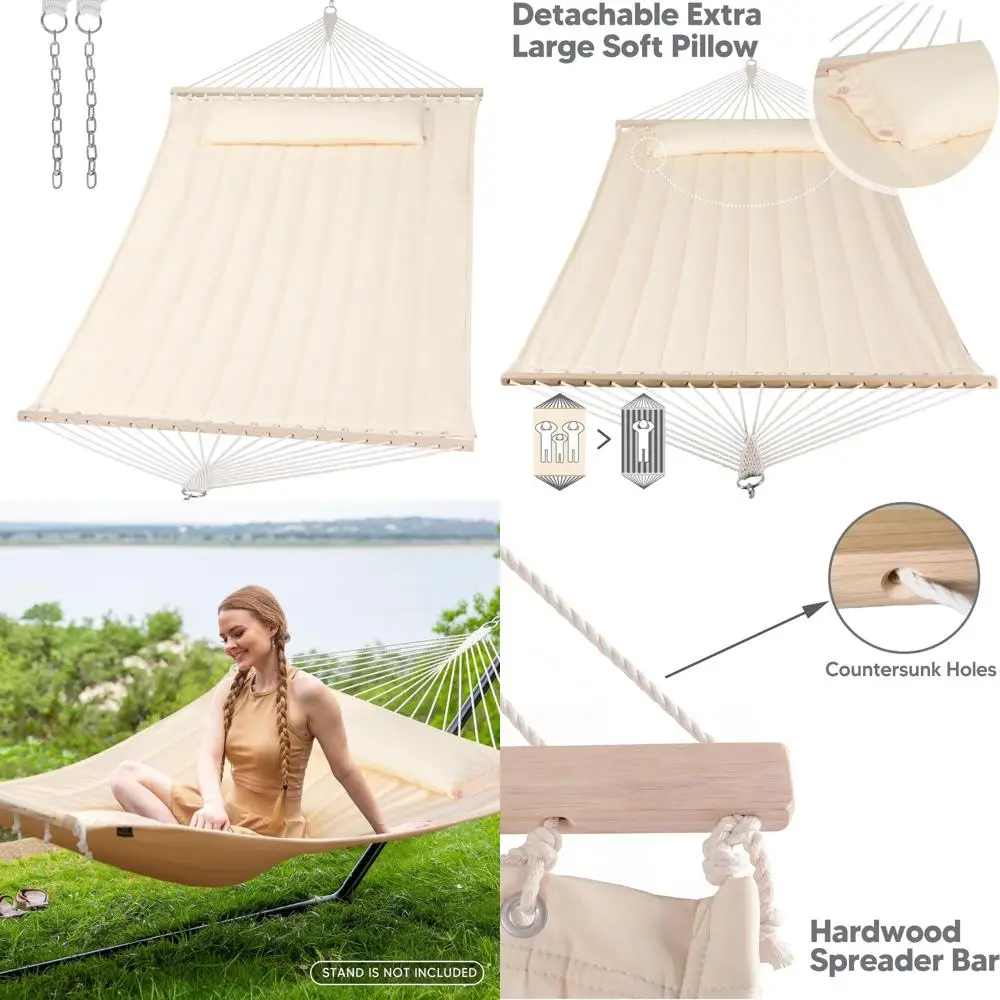 

Two Person Outdoor Backyard Hammock with 475 lbs Capacity, Beige, Replacement Hammock for Stand, Ideal for Relaxation and Comfor