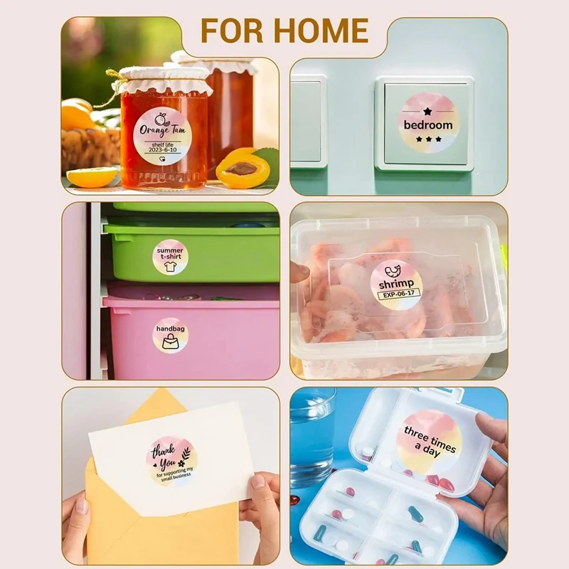 Shipping Label Printer Label Sticker Round Label Square Label DIY Logo Design Small Business 3X3 500Pcs Pink Durable Easy To Use