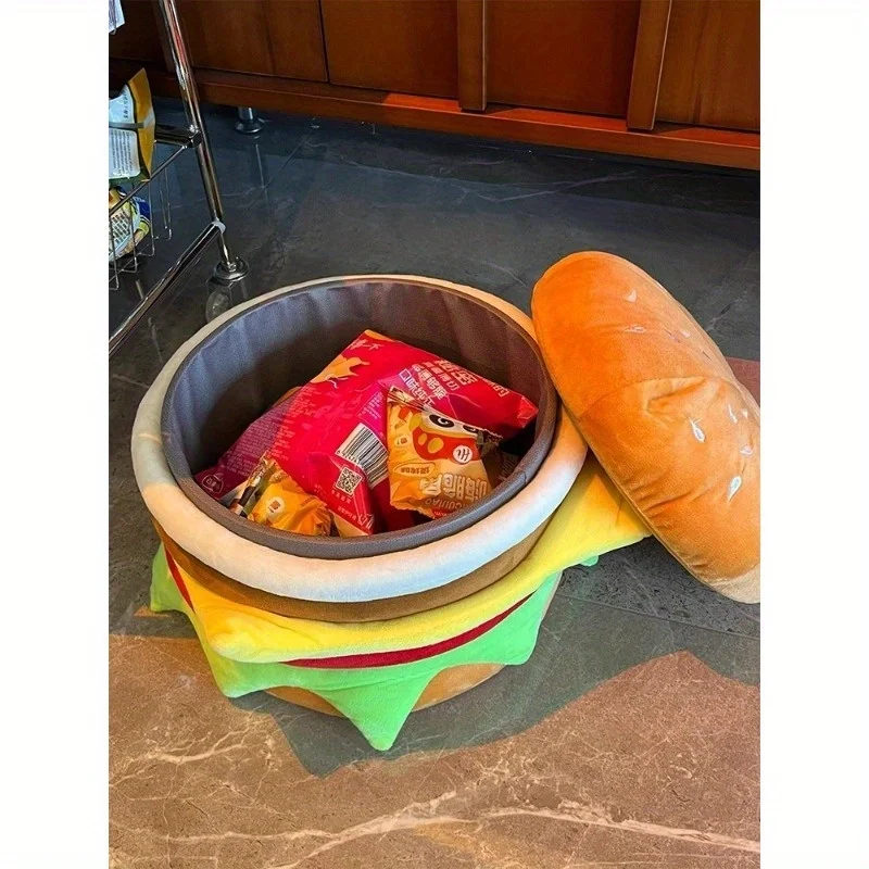 Hamburg storage stool Seated small stool Home living room Large capacity snack storage stool Door shoe changing small stool