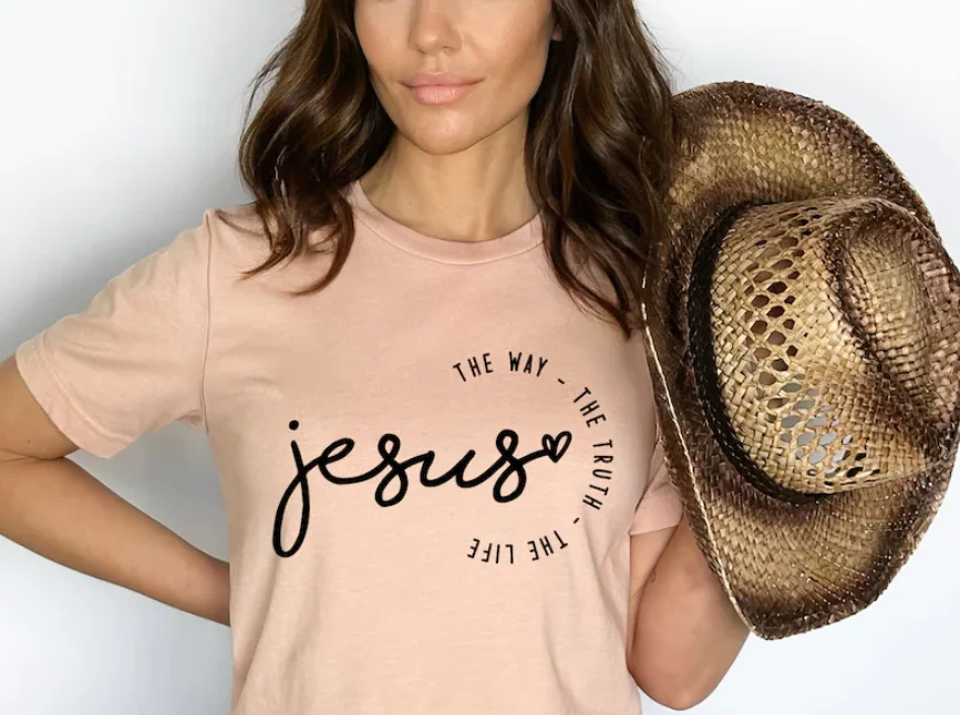 Jesus The Way The Truth The Life Christian Faith Worthy Religious Positive Short Sleeve Top Tees 100% Cotton Streetwear goth y2k