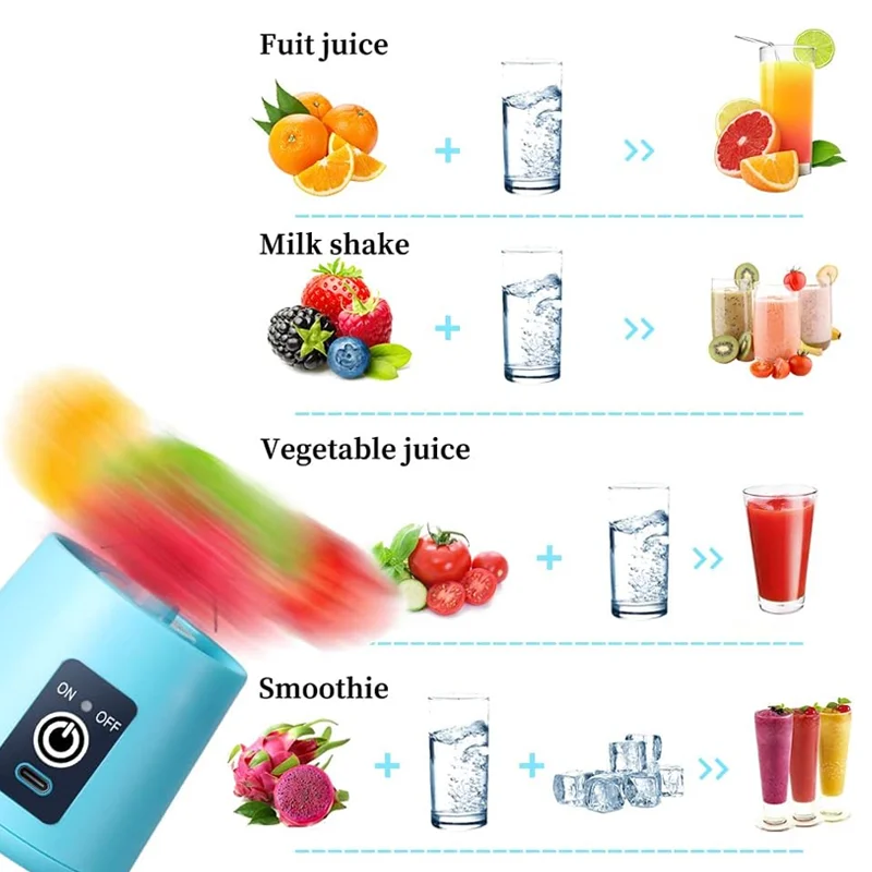 Wireless Portable Juicer USB Rechargeable 380ml Suitable for Blending Vegetables and Fruits Convenient for Office Fitness Use