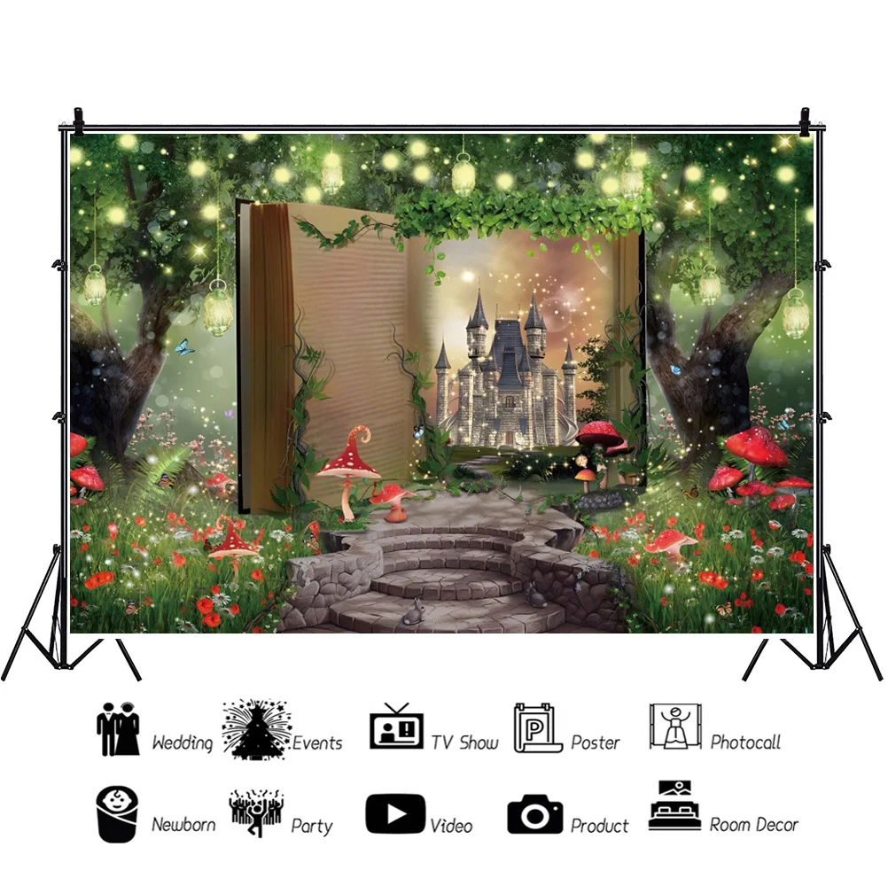 Dreamy Natural Jungle Forest Wonderland Backdrop Fairy Tale Mushroom Baby Birthday Party Photography Background For Photo Studio