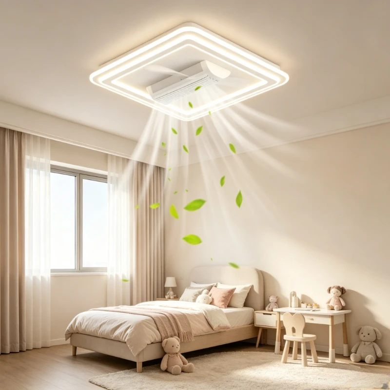 Fan Restaurant Minimal RC Silent LED Ceiling Lamp Invisible Bladeless Acrylic Ceiling Fan Lights Home Decor Bedroom Indoor Rooms