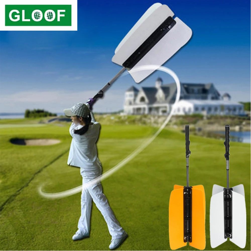 V Shape Practical Power Swing Fan Golf Club Swing Trainer Golf Practice Pinwheels Swing Aid Resistance Practice Training Aids