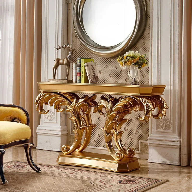 European-Style New Classical Entry Console French Entry Lux Champagne Gold Aisle Console Tables Corridor Wall Side View Sets