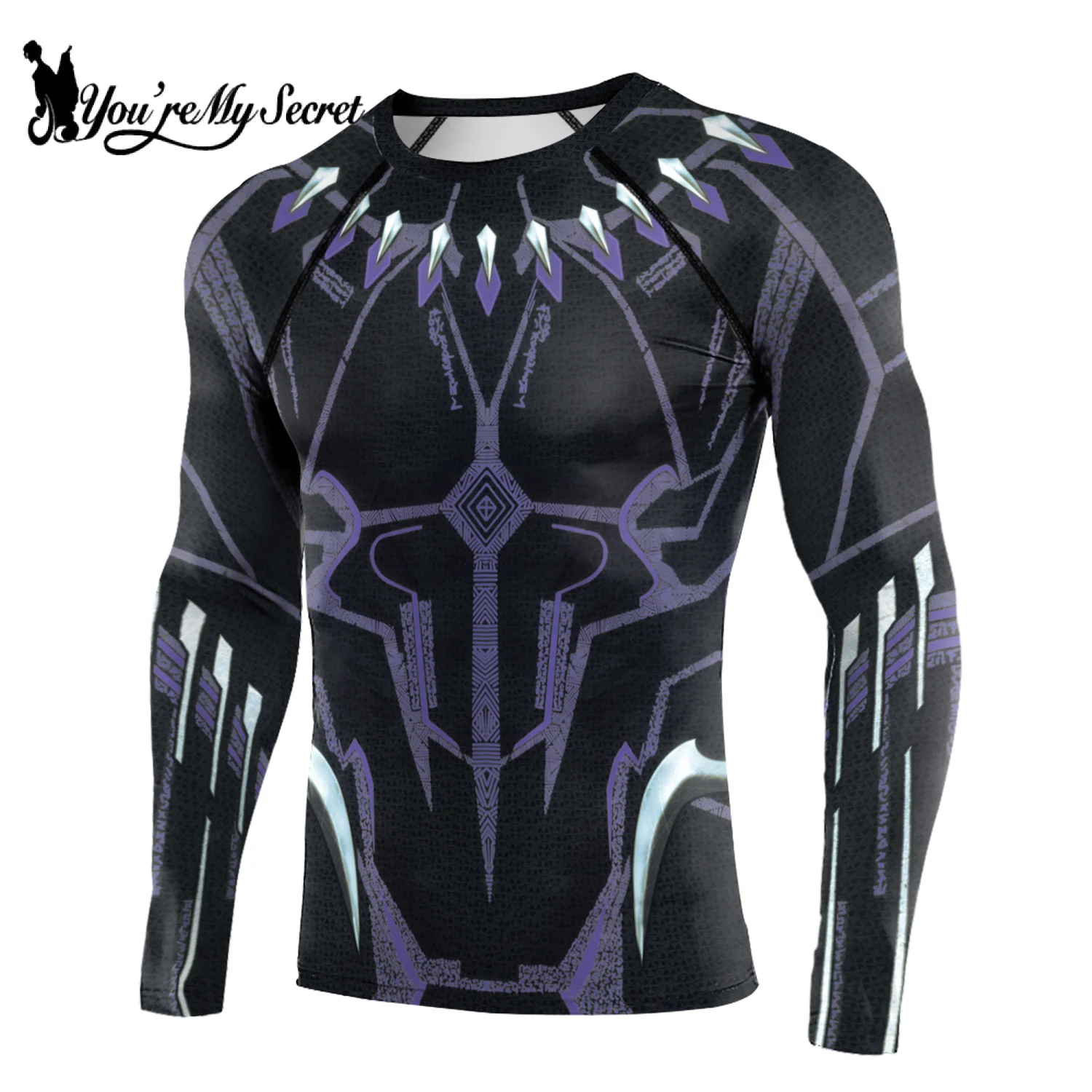 [You\'re My Secret] Movie Superhero Cosplay Costume Compression Quick Dry T-shirt Men Bodybuilding Skinny Long SleeveTops