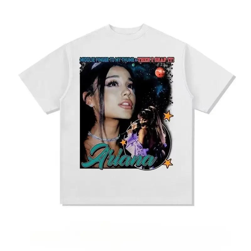 Ariana Grande Printed Short Sleeve Men's and Women's Loose European and American Retro Half Sleeve T-shirt