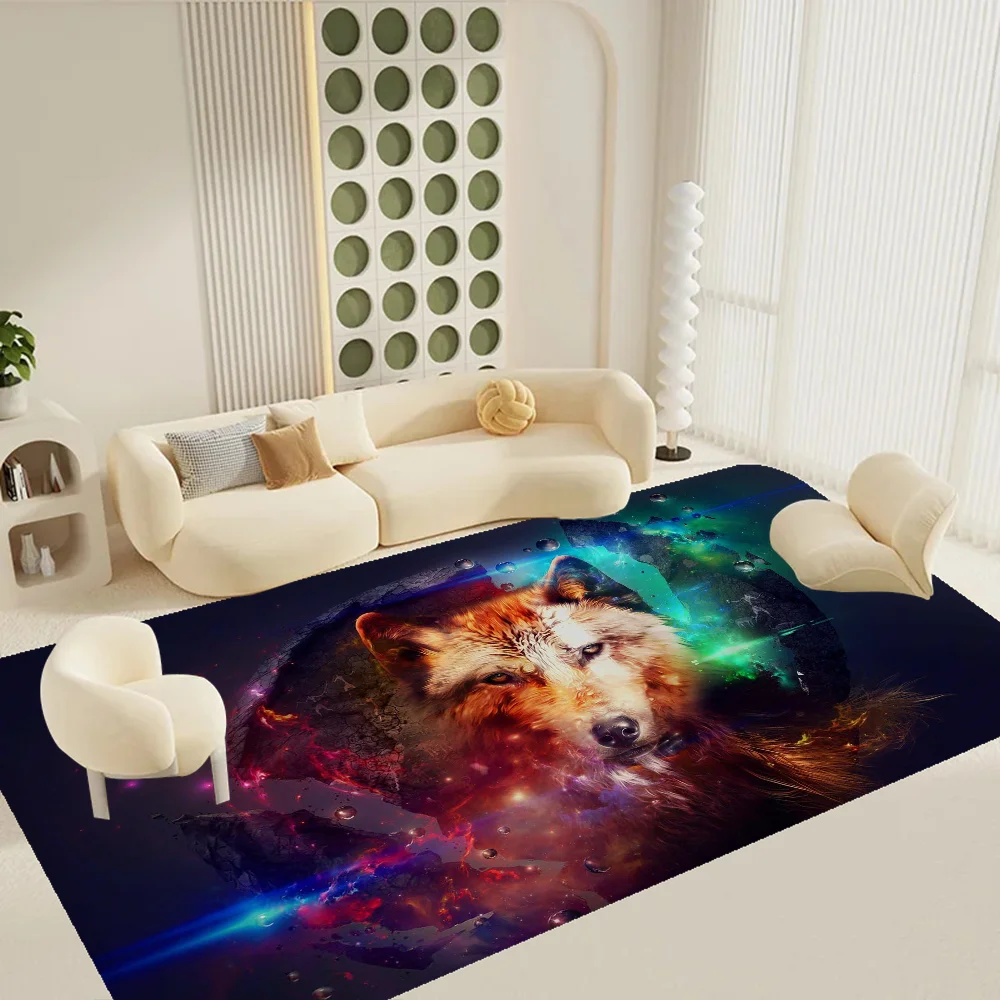 

Psychedelic 3D Wolves Room Mats INS Style Soft Bedroom Floor House Laundry Room Mat Anti-skid Household Carpets