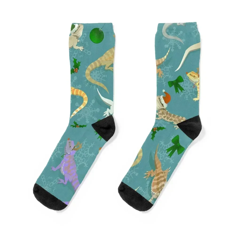 

Bearded Dragon Christmas Holiday Socks funny gift Hiking boots cute man Men's Socks Women's