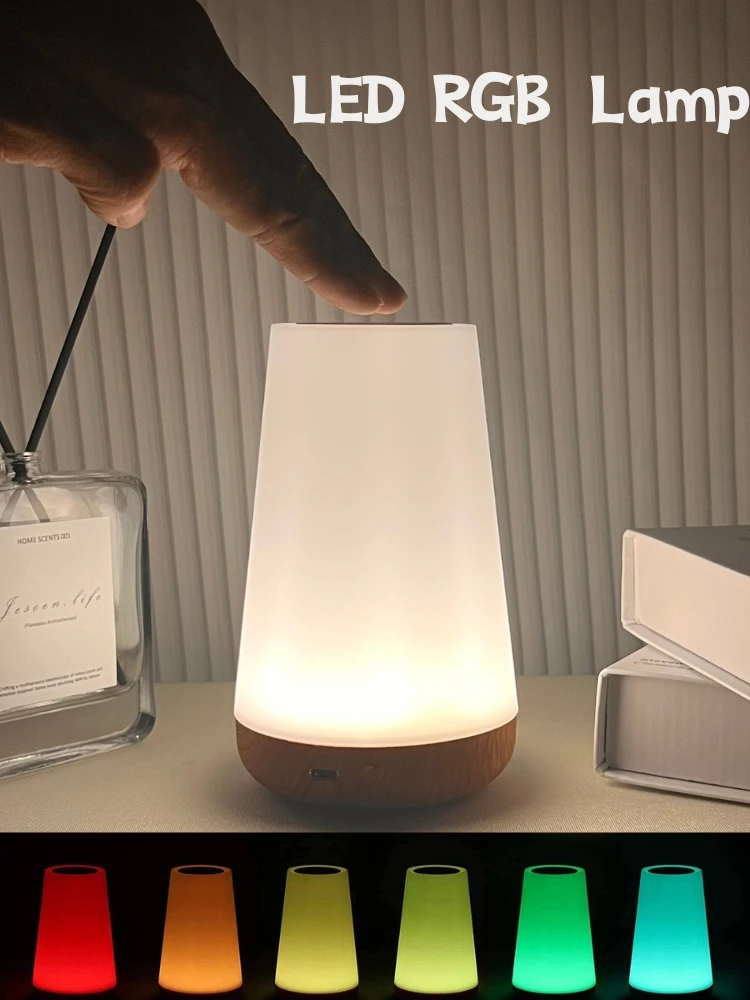 RGB Timable Kids Night Lamp with Remote Control Bedroom Nightstand LED Table Lamp Touch Lighting Bedtime Lighting Night Lights