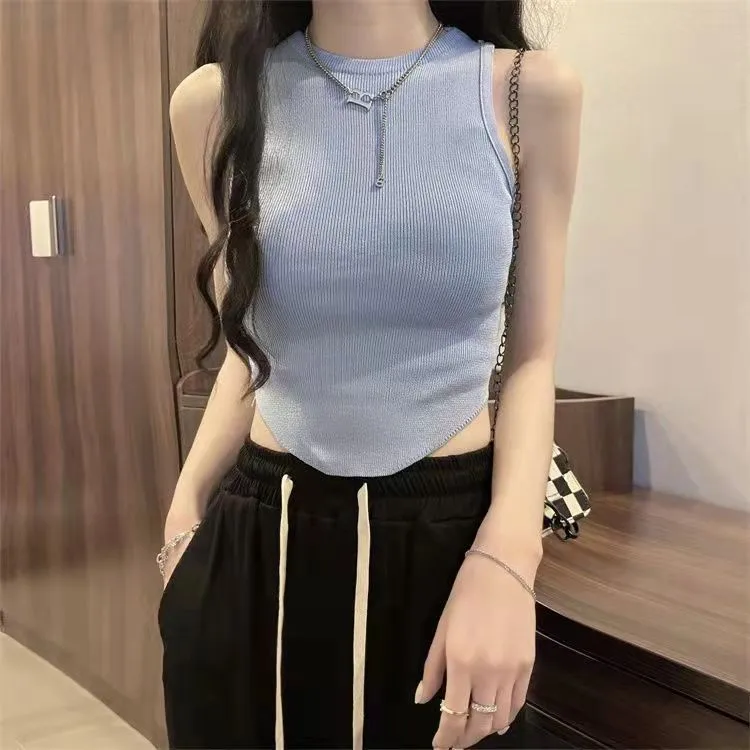 เสื้อกล้ามถักเซ็กซี่แบบเปิดไหล่สำหรับผู้หญิง ชุดชั้นในฤดูร้อน ผ้าโพลีเอสเตอร์ รุ่นใหม่ เหมาะสำหรับใส่ทำงาน