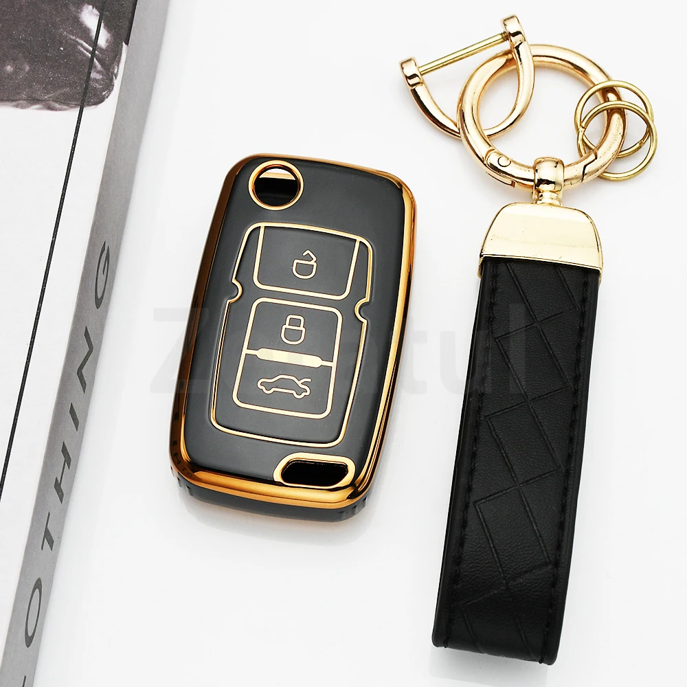 Auto Accessories Gold Edge TPU Car Key Fob Case for Geely Emgrand EC7 EU7 GC5 GC6 EC8 EC718 EC715 Keyless Cover Holder view 4