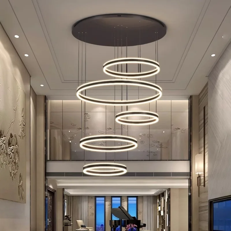 

Modern ring stairs led lights pendant light lamps for living room led Chandeliers for dining room hanging light indoor lighting