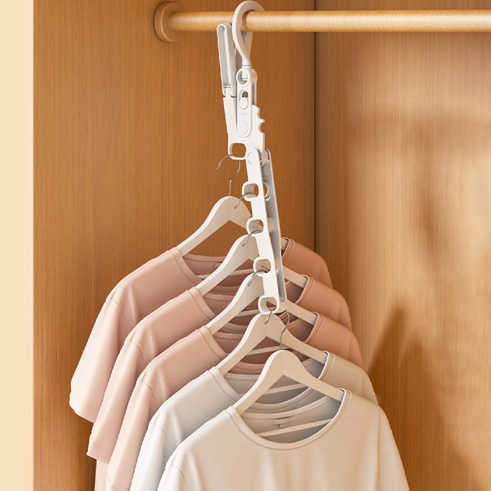 Foldable Clothes Hanger Space Saving Plastic Hanger with 5 Holes Travel Laundry Closet Organizer for Jacket Sweater Hanging Rack