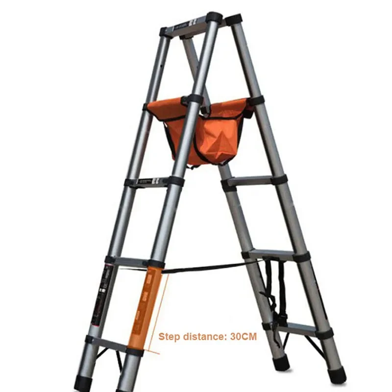 

A-type Telescopic Ladders Herringbone Stainless Steel Ladder Folding Ladder Non-slip Telescoping Ladder 1.4+1.4M 1.7+1.7M