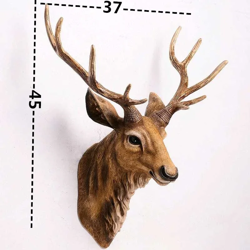 

[MGT]Big Deer Head Statue Decoration Accessories 3D Animal Abstract Sculpture Wall Hang Decor Christmas Statue Living Room Mural