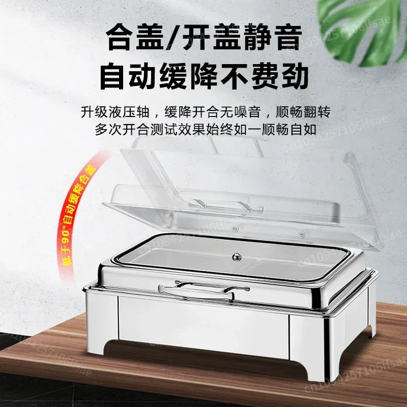 

In stock Self-service hotel breakfast oven electrically heated stainless steel buffet oven visual insulation flip lid tableware