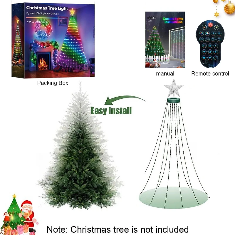 زينة ليلة رأس السنة 400LED شجرة عيد الميلاد الذكية ضوء DIY بها بنفسك الرسوم المتحركة اللون تغيير ضوء زينة عيد الميلاد 2025 #6