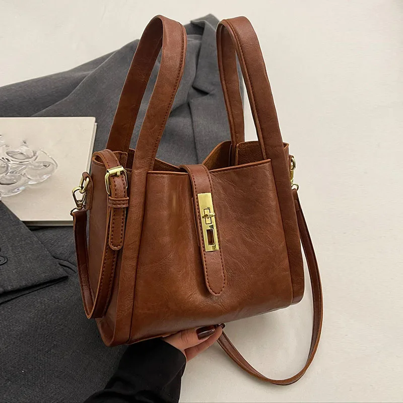 

2025 Trending Vintage Bucket Bag for Women, Versatile Small Crossbody Bag with Top Handle, Retro Chic Shoulder Purse