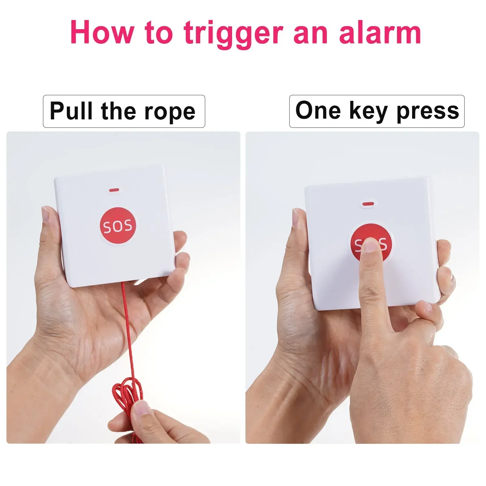 Topvico 433 ميجا هرتز SOS زر الذعر مكالمة طوارئ لكبار السن إنذار ، مفتاح واحد اضغط/سحب للمساعدة النداء اللاسلكي لمقدمي الرعاية