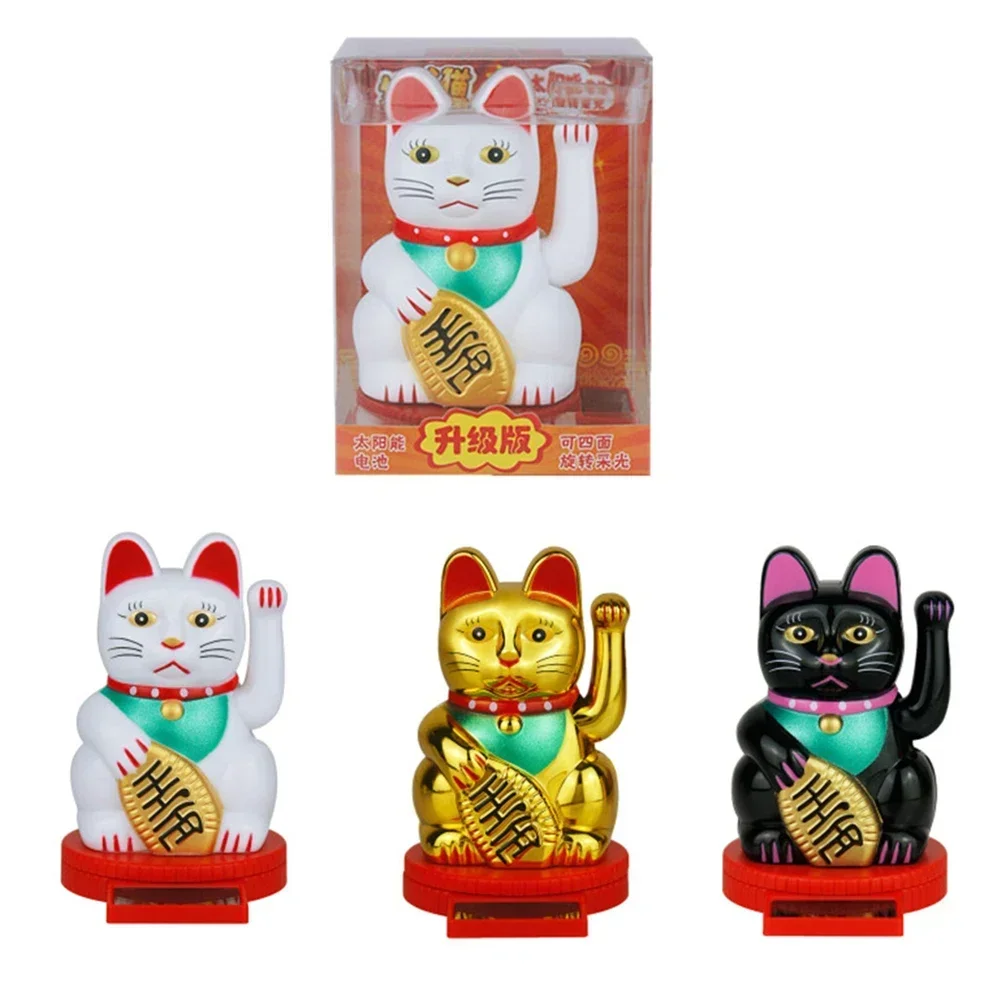 Maneki Neko-gato de la suerte con energía Solar, bonito gato de la suerte chino, ondeando a mano, figuritas de gato de la fortuna para decoración del hogar