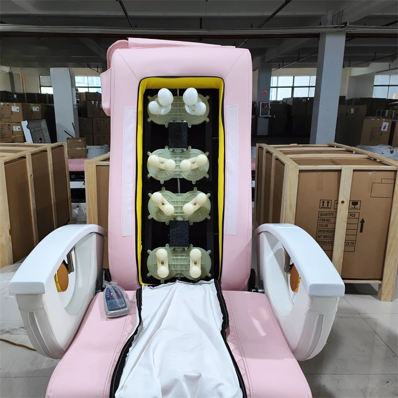 Custom Luxury Foot Spa Bath Pink Massage Pedicure Chair for Nail Salon