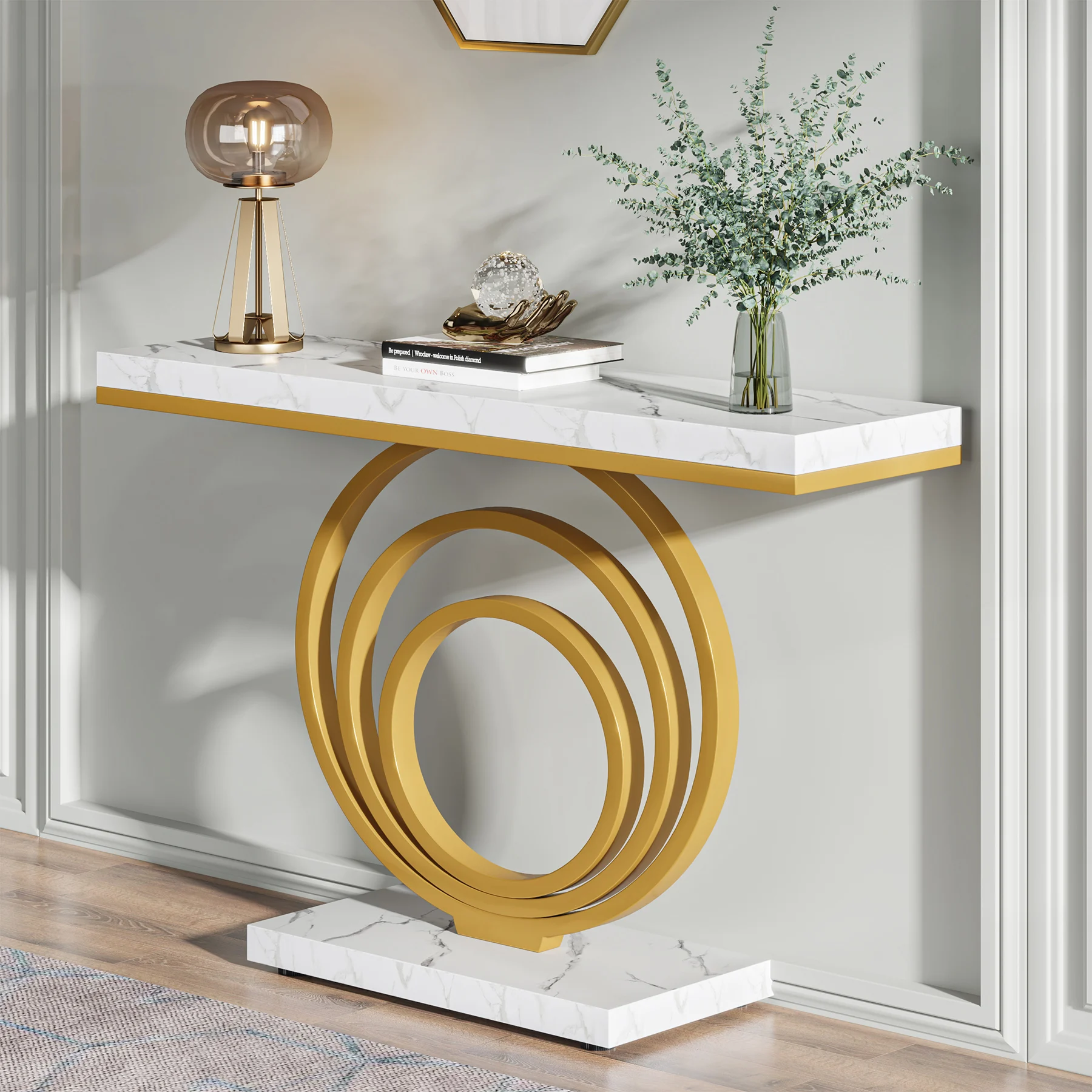 Tribesigns 41-Inch Gold Entryway Table, Modern Console Table Narrow Long, Contemporary Accent Table for Living Room