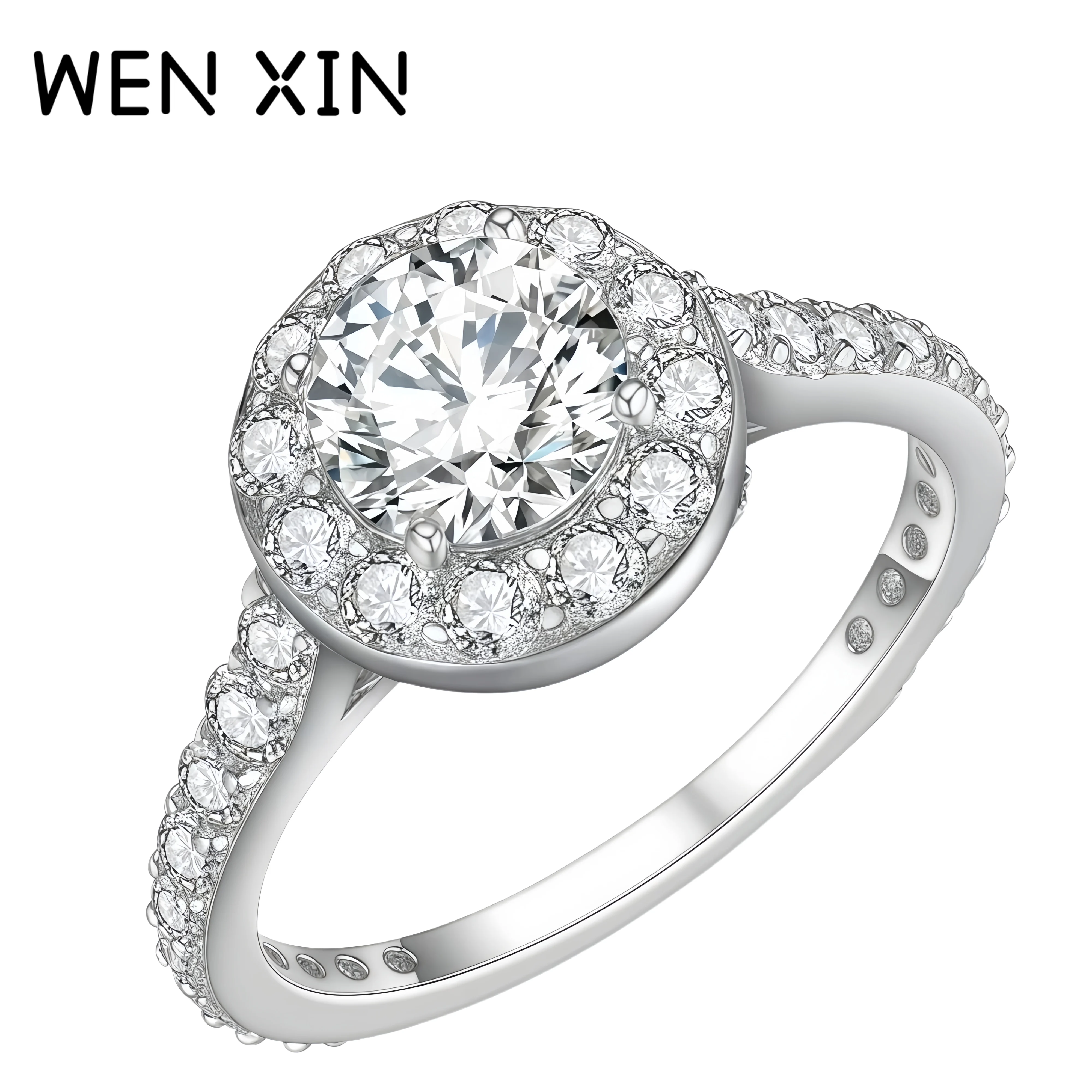 

WENXIN Brand Designer CMA Certificated 925 Sterling Silver Rings For Women High Carbon Diamond Ring s925 silver jewelry