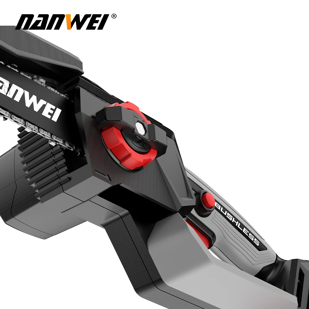 NANWEI Juego de herramientas eléctricas de alta velocidad Motos sin escobillas de 6 y 8 pulgadas Sierra de cadena con batería de litio para corte de madera