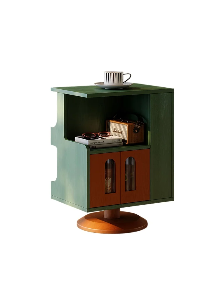 

Sofa side cabinet, tea table French retro style rotatable edge few solid wood corner few medium and ancient style tea table