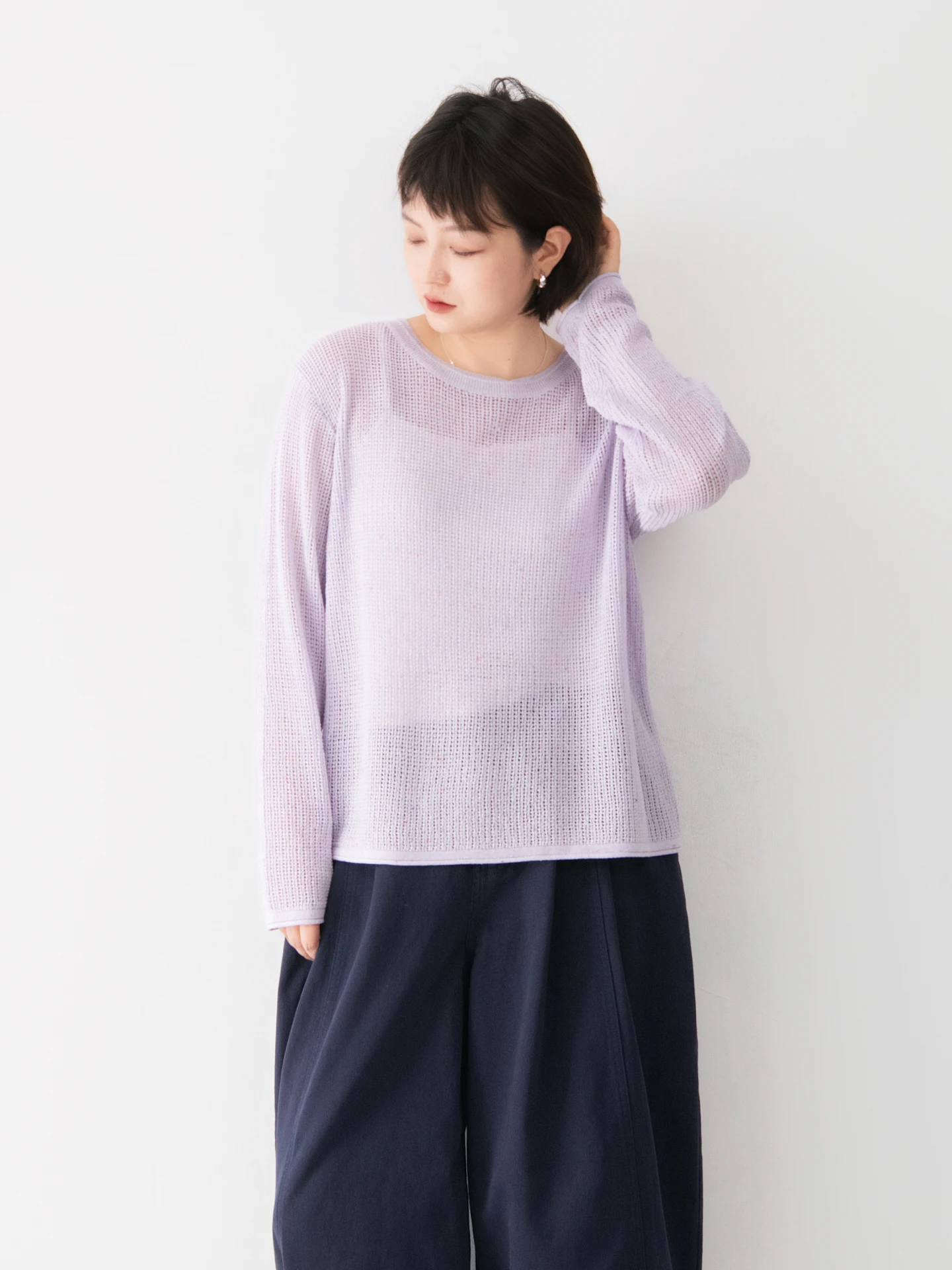 

Loose Women's round Neck Knitted Sweater Linen Casual Spring Summer Sun Protection Long Sleeve Comfortable Soft Fabric