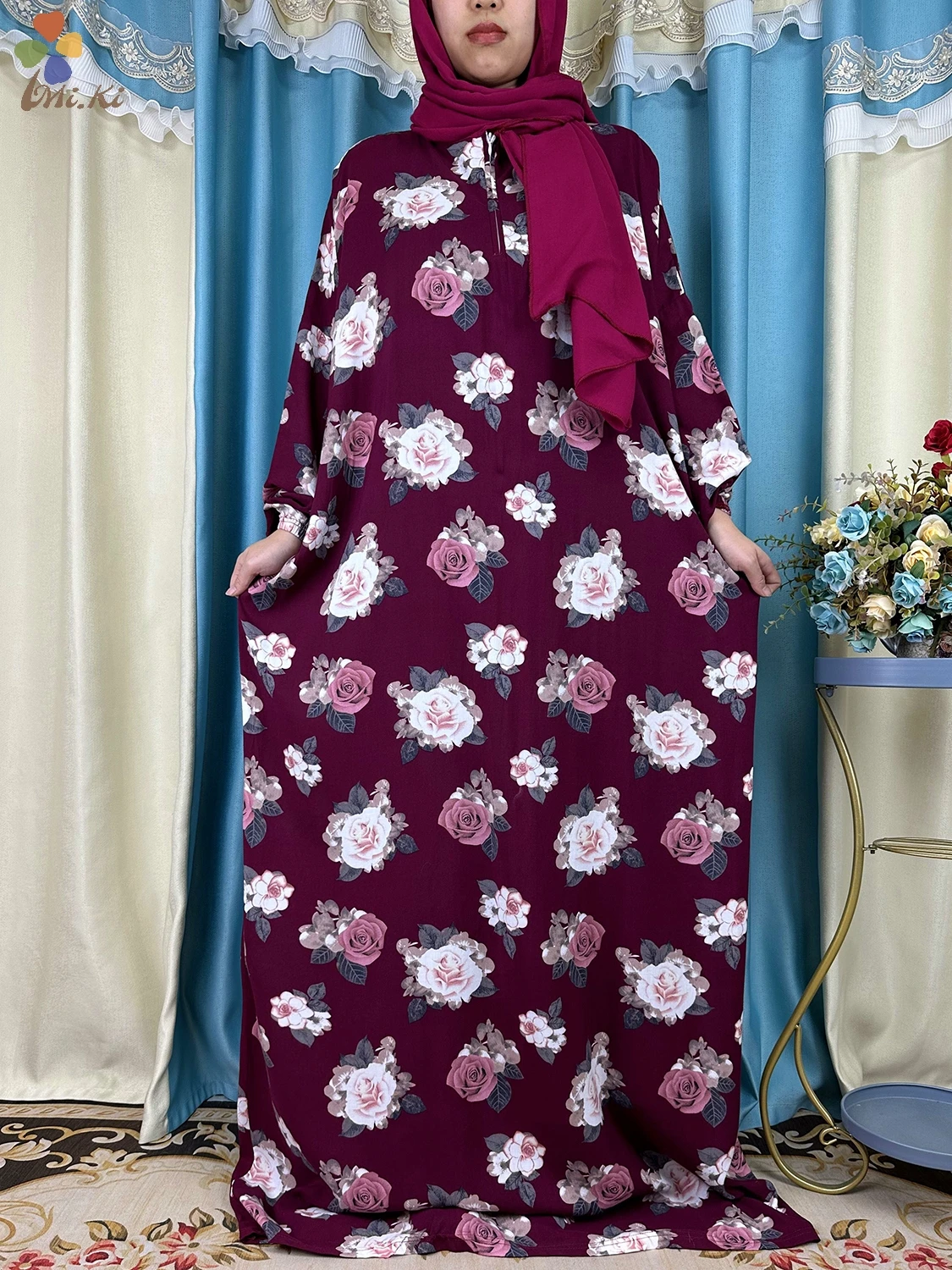 Vestido de Abaya africano para mujer, ropa de oración de Ramadán, Túnica de Oriente Medio de Turquía, vestido de rayón musulmán suelto Floral,